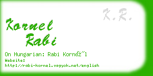 kornel rabi business card